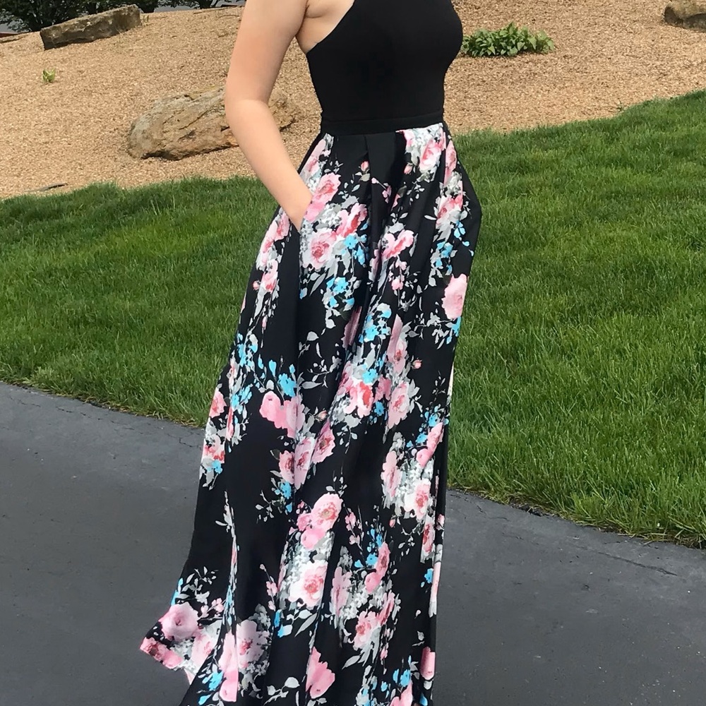 Floral Prom Dress with Black Top